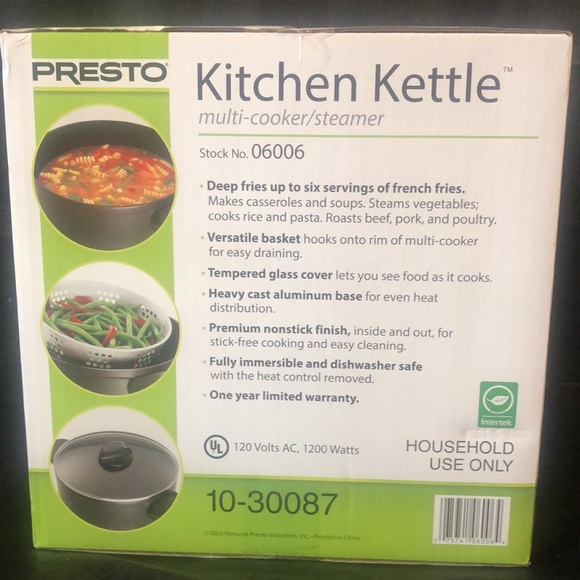 Presto kitchen kettle; multi cooker, fryer & steamer - new in unopened box - Picture 7 of 9
